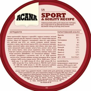 Acana Sport &amp; Agility Recipe - сухий корм для дорослих активних собак