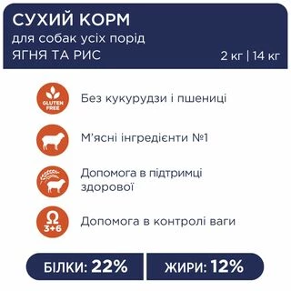 Клуб 4 Лапи Adult All Breeds Lamb &amp; Rice - гіпоалергенний сухий корм з ягням та рисом для дорослих собак всіх порід