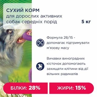 Клуб 4 Лапи Active Adult Medium Breed - сухий корм для дорослих активних собак середніх порід