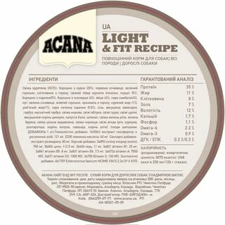 Acana Light &amp; Fit Recipe - сухий корм для дорослих собак для підтримки здорової ваги тіла